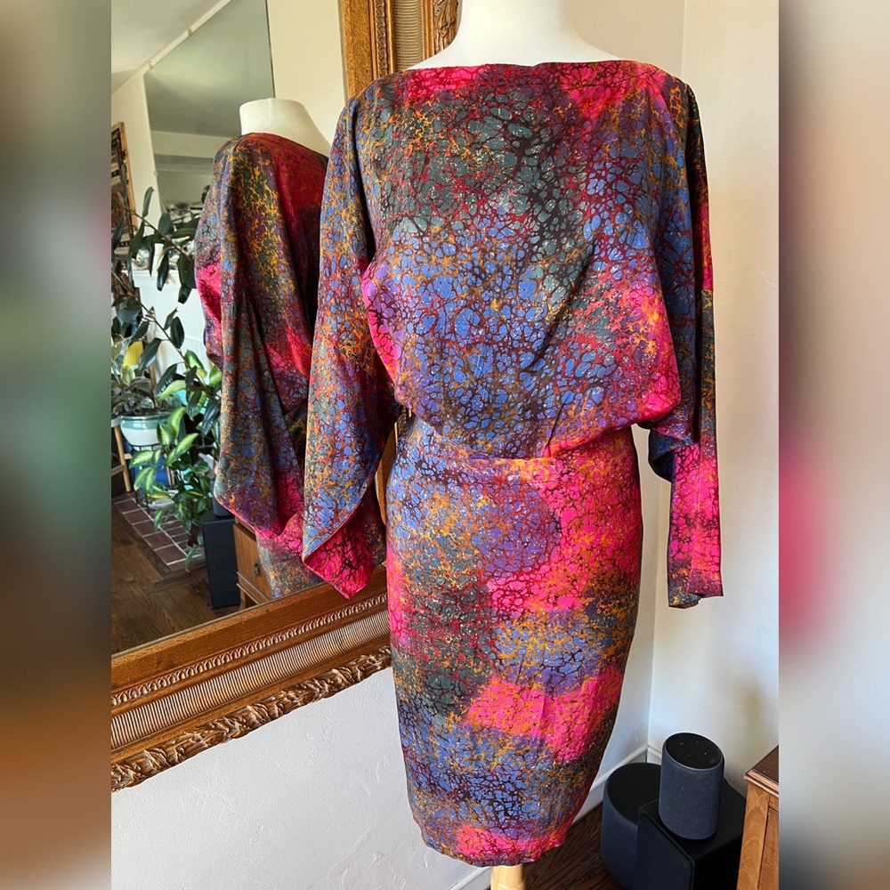 VINTAGE Painterly Silk Wrap Dress